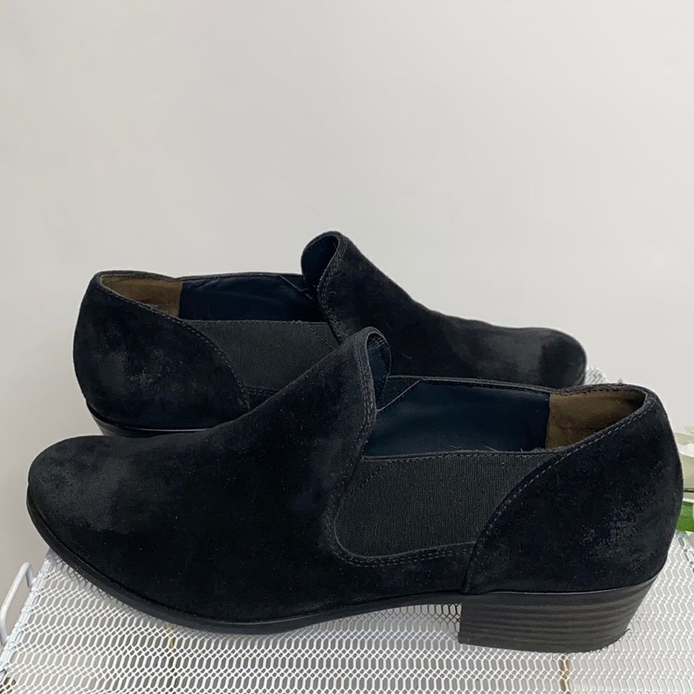 Paul Green Faith Suede Low Heel Chelsea Boots Black 8 Slip-On Minimalist Luxury‎